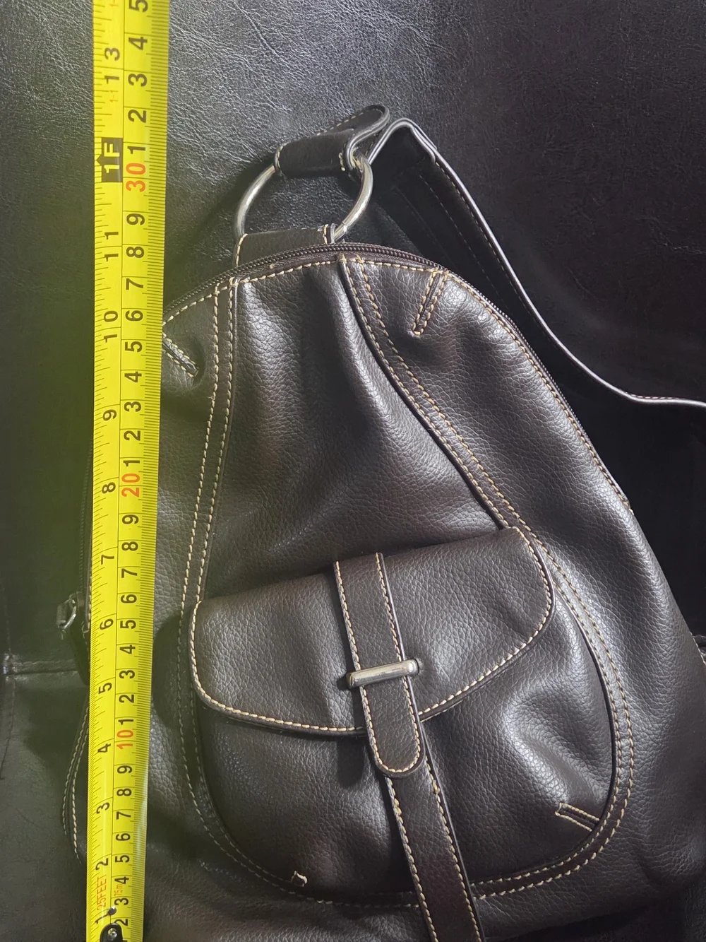 First Issue Liz Claiborne  Brown Leather Sling Bag Backpack Purse